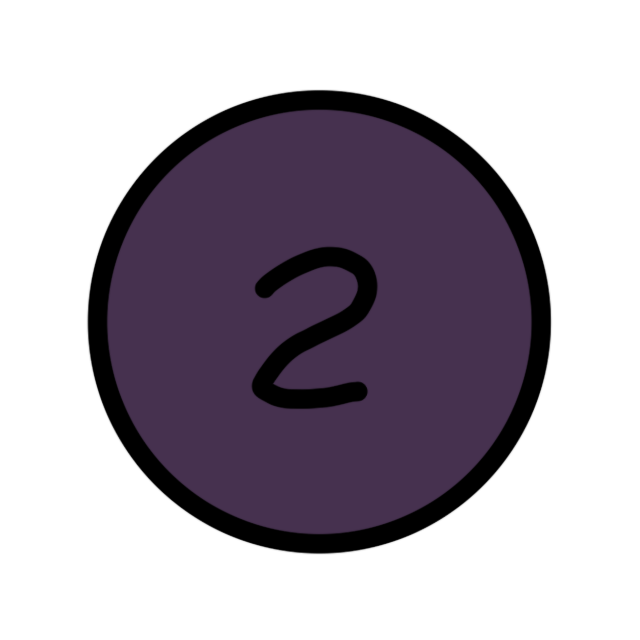 A dark purple circle with a 2 on it.